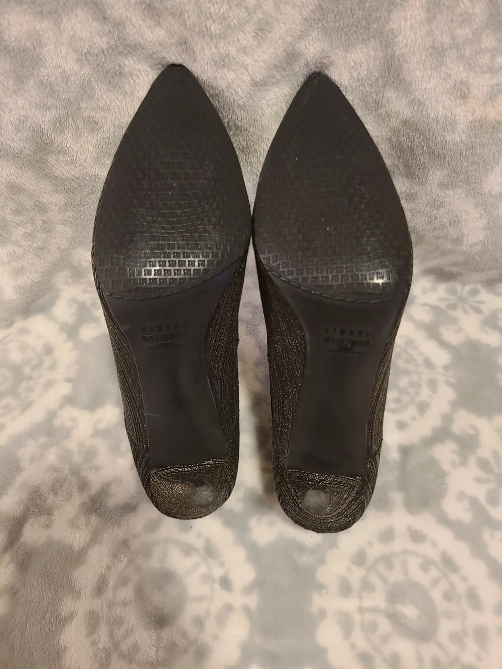 Stuart Weitzman Metallic Black Pointed-Toe Ankle Boots Pumps Size 8
